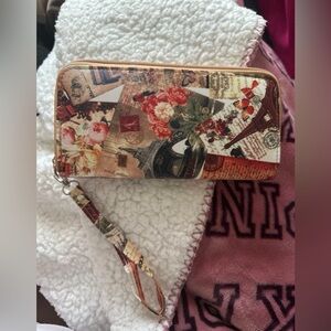 graphic design paris eiffel tower rose wallet